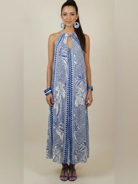 Blue Island Halter Maxi Dress
